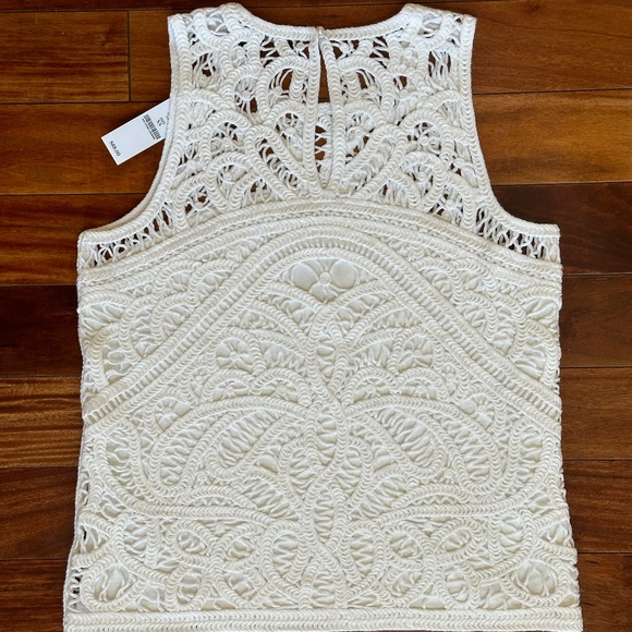 WHITE HOUSE BLACK MARKET CROCHET SLEEVELESS TANK TOP:NWT SOFT WHITE  XS - Picture 8 of 14